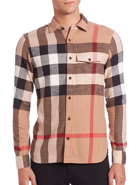 men's burberry check shirt|burberry men's plaid shirt.